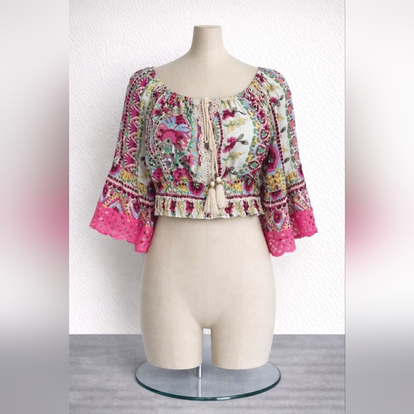 Tops - Bohemian Floral Pink Crop Top